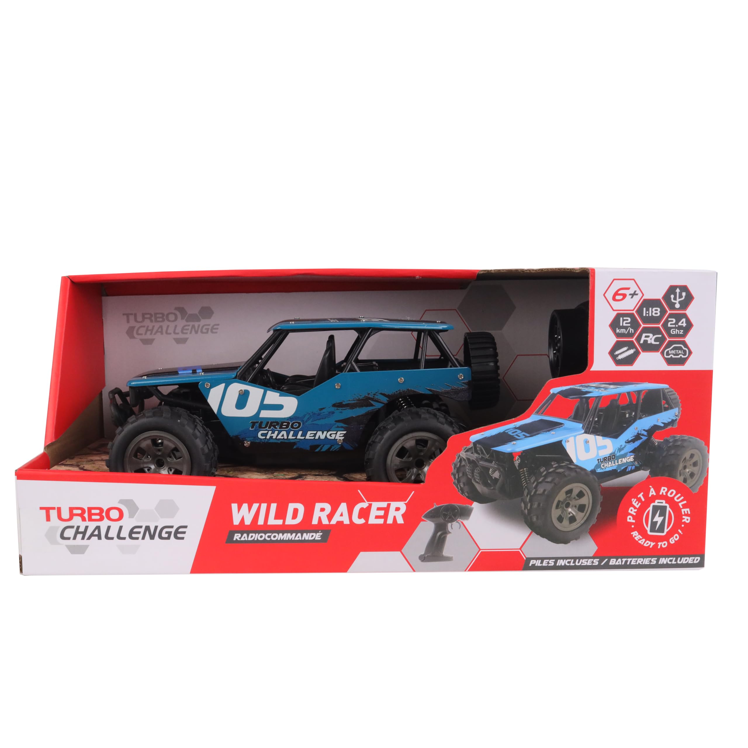 TURBO CHALLENGE - Wild Ricer - Off Road - 093728 - Samochód zdalnie sterowany - Niebieski - 1/18 - Gotowy do jazdy - Metal - Zabawka dla dziecka - Prezenty - Urodziny - Od 6 lat