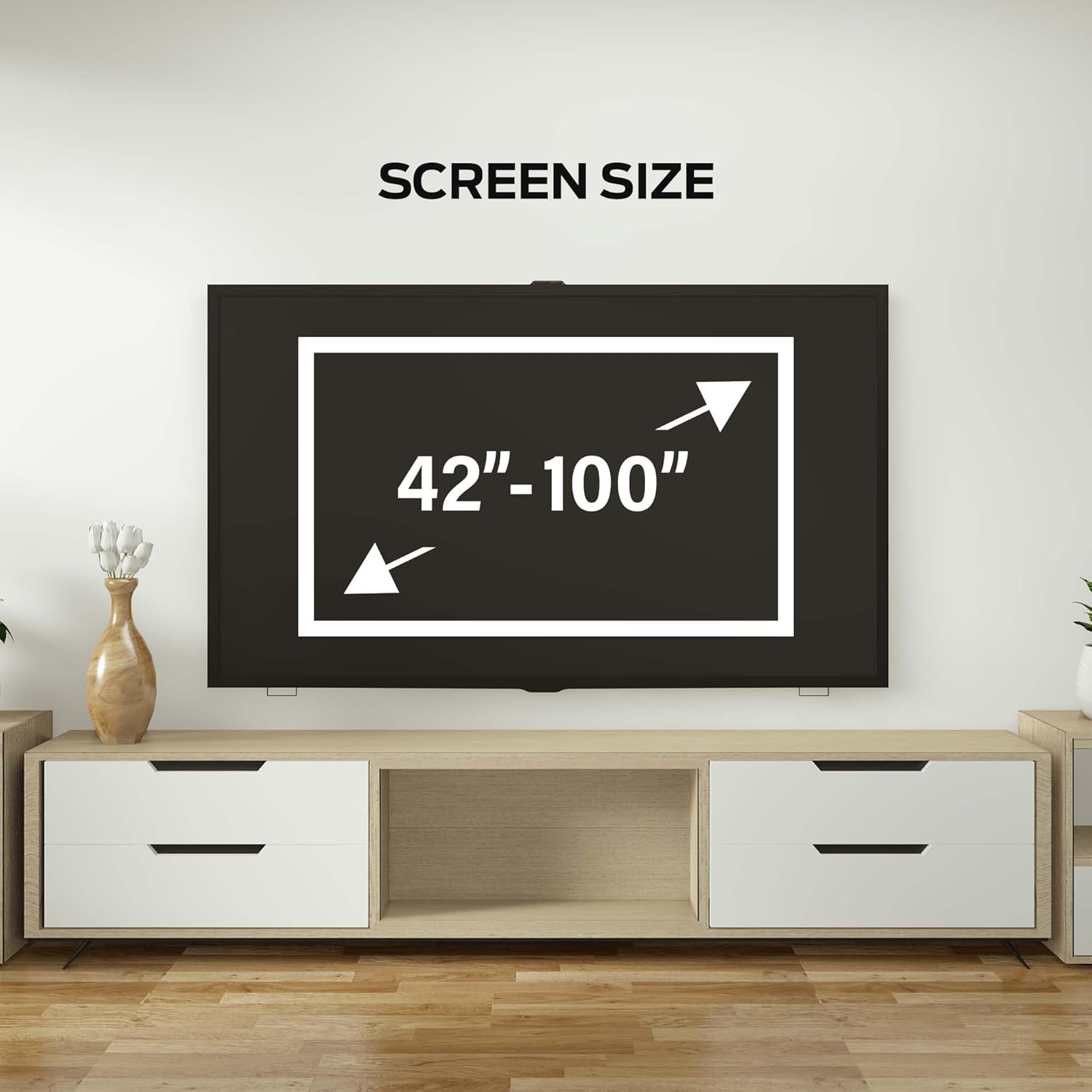 Monster Tilt TV Mount for 42” - 100” TVs up to 135 Lbs., Flat Panel Tilt Television Mount with Heavy Gauge Steel Construction with Coated Finish, Tilts 0° - -15°, VESA Mounting 50 x 50 – 880 x 600