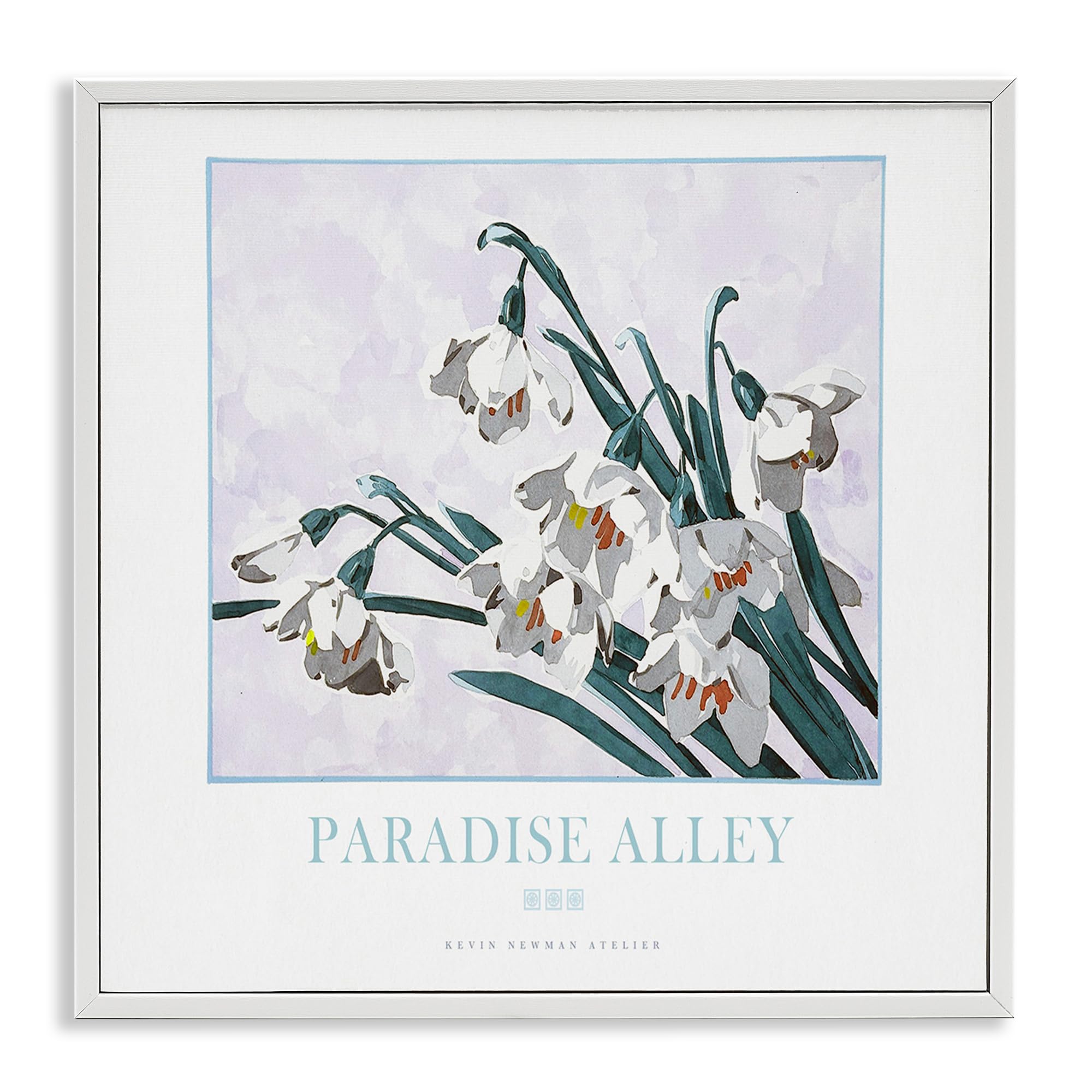 'Paradise Alley White Spring Blooms'| Framed Giclee Art