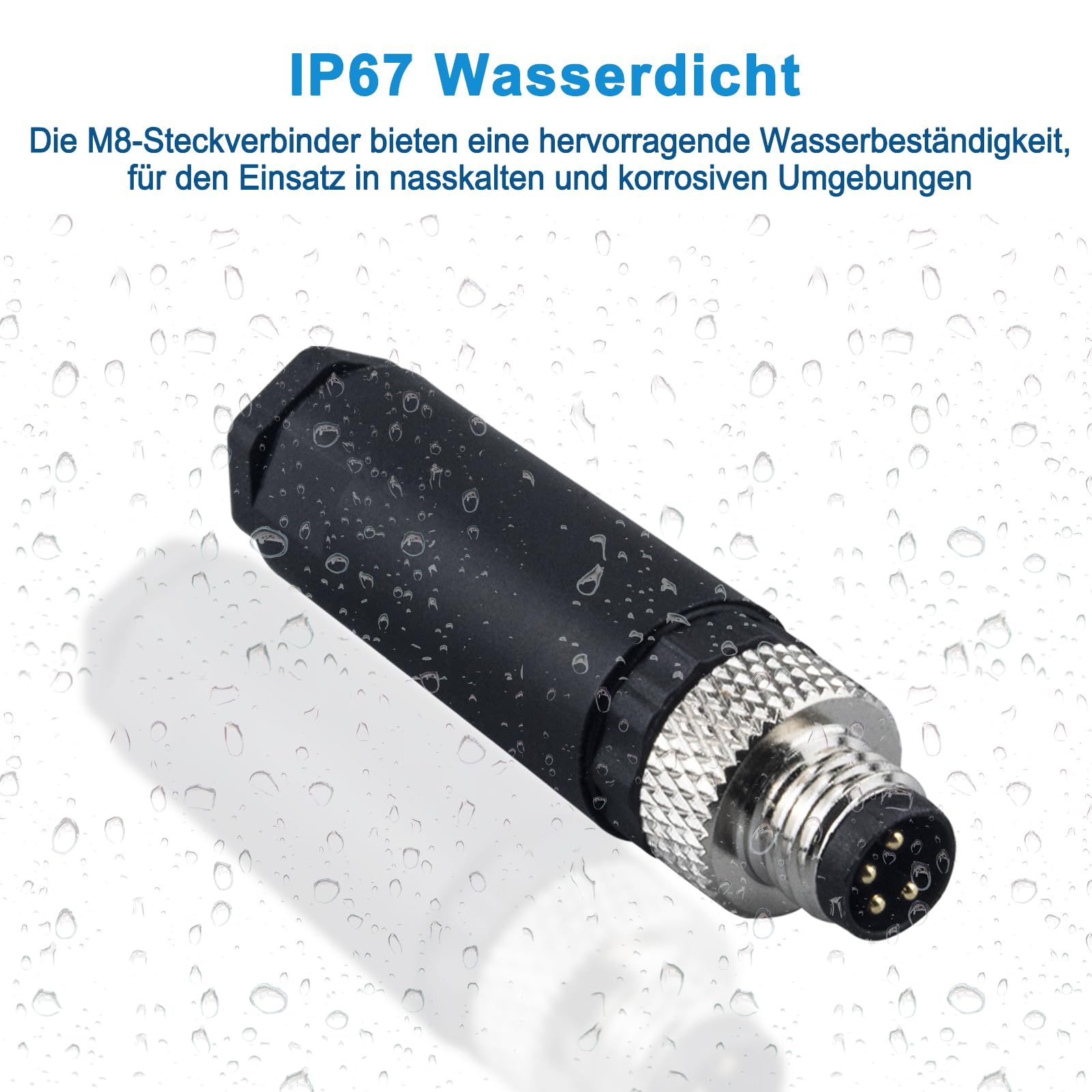 Lonlonty M8 Field Assembly Connector, 3-Pin A-Coded Female Plug, IP67 Waterproof 8mm Threaded Circular Aviation Adapter, 4-Pack - Image 2