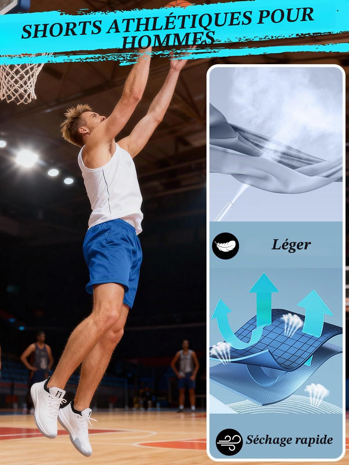 ZENGVEE Pack de 5 Shorts pour Hommes avec Poche, Respirant, à Séchage Rapide, Vêtements de Sport pour Hommes, Gymnastique, Fitness, Tennis