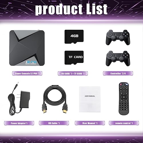 Miniatura 7 de Super Console X2 Pro Retro Game Console, EmuELEC4.6+ Android TV 9.0 en uno 70000+juegos, consola de videojuegos con más de 60 emuladores, Plug and