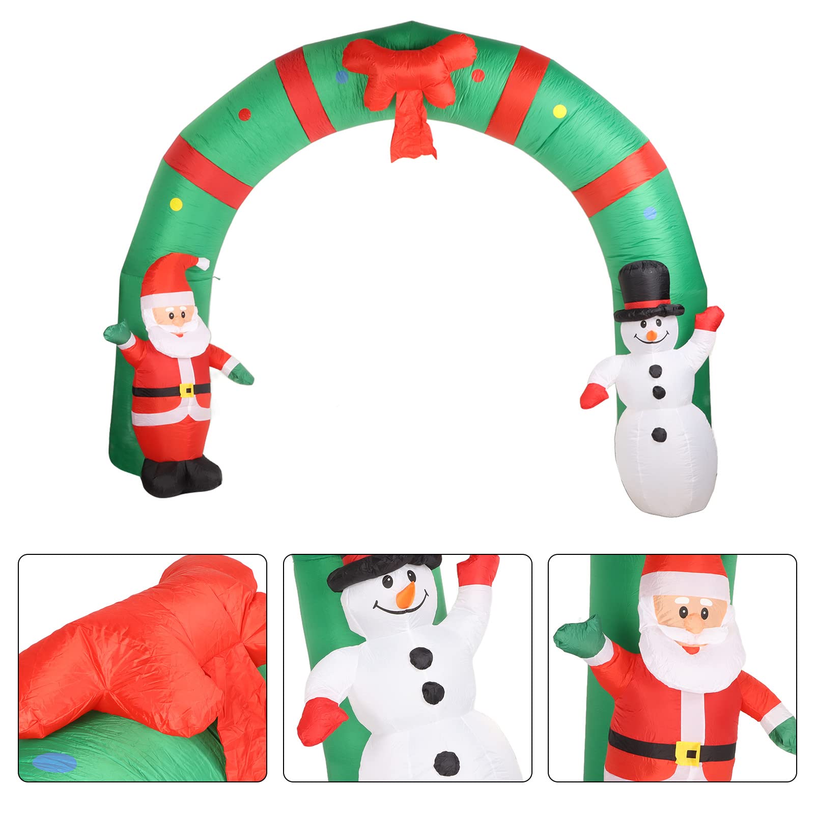 8ft Navidad Arco Inflable con Santa y el muñeco de Nieve, Luces LED, Blow Up Yard Decoraciones Decoraciones de Navidad Decoraciones al Aire Libre para Navidad Fiesta, Jardín