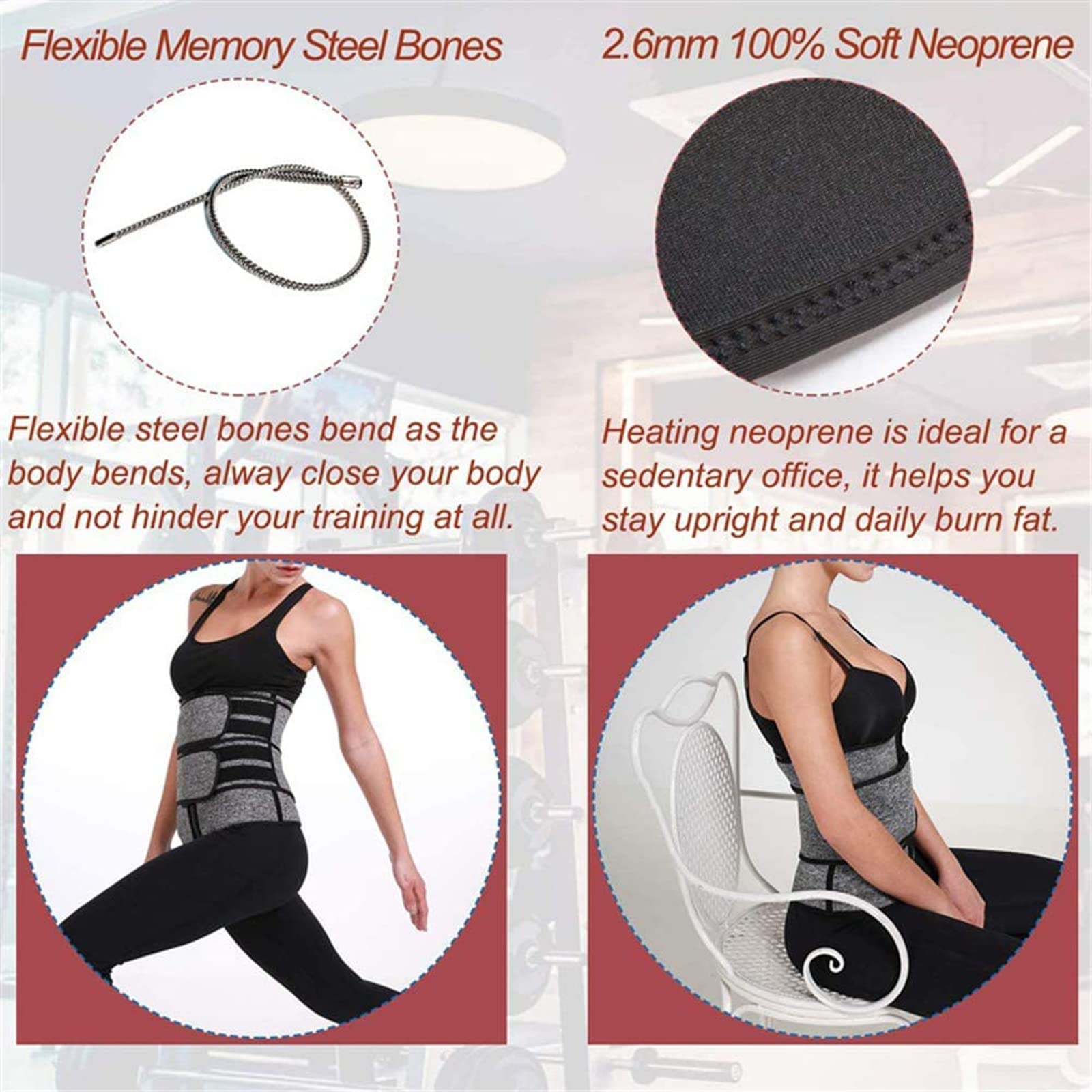 Ceinture Amincissante pour la Taille, Ceinture Abdominale Ajustable pour Femme, Ceinture Amincissante et Sudation, Ceinture Abdominale