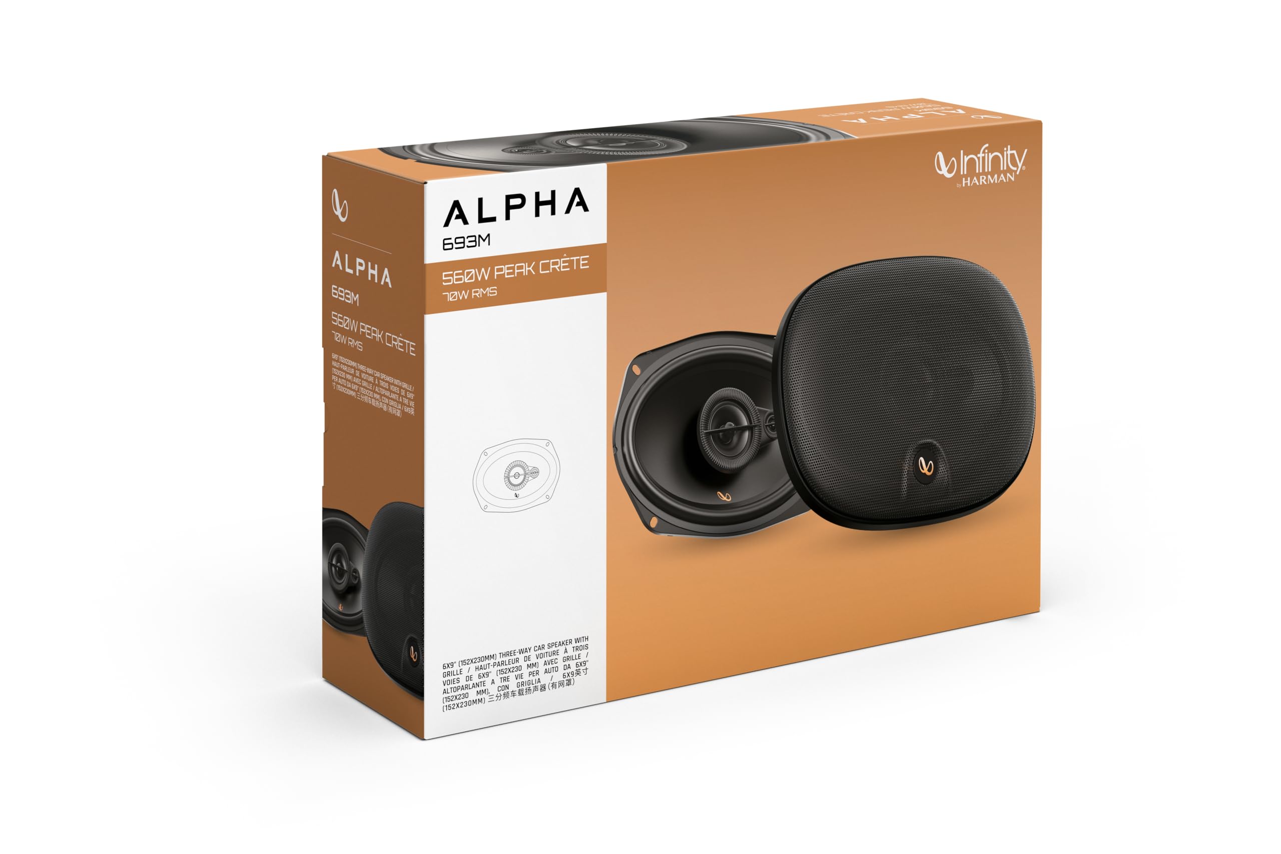 Infinity Alpha 693M 3-Wege Koaxial Lautsprecher Auto 152x22cm, 6x9 Zoll, von Harman Kardon Car HiFi mit 65W RMS und 195W Peak, satter Bass Boxen Set - Paarweise