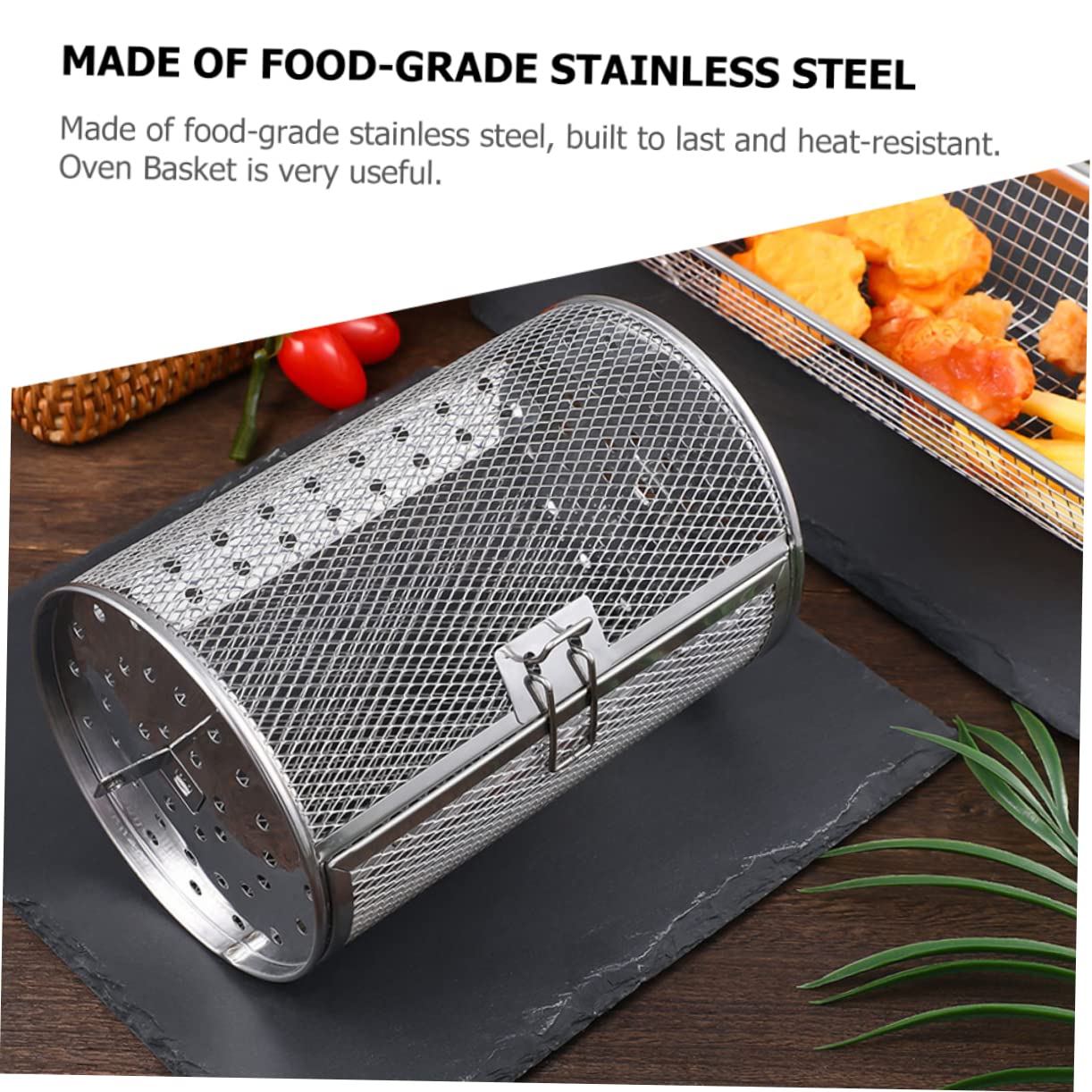 KESYOO Rotisserie Roaster Basket Stainless Steel Oven Grill Cage for Air Fryers BBQ Baking Supplies for Roasting Nuts Dried Fruits Meats Durable Heat Resistant Design