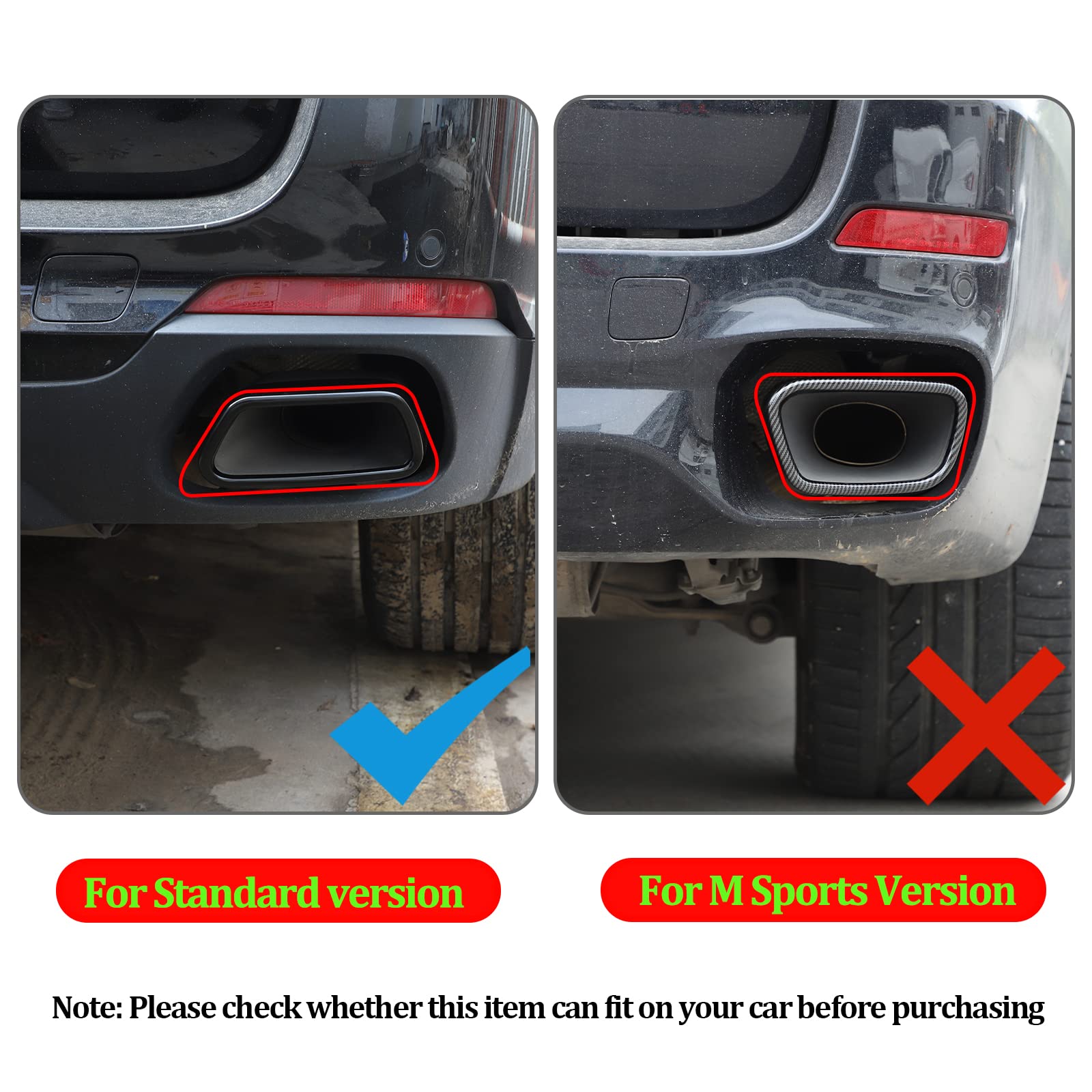 In acciaio inox, copertura per coda di gola, tubo di scarico, adatto per X5, F15, X6, F16, serie 2014-2019 (per versione standard, nero lucido)