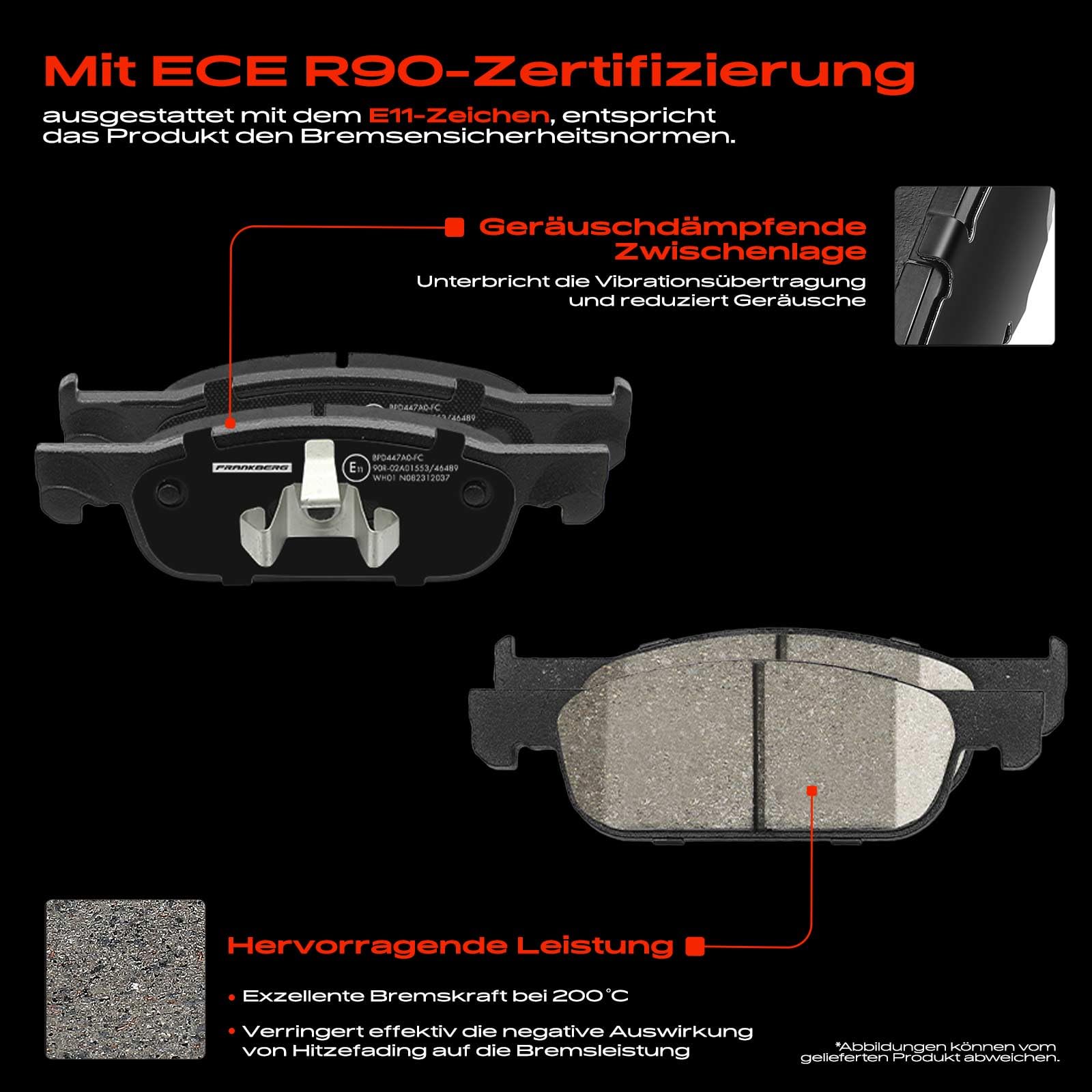 Frankberg Bremsensatz inkl. 2x Bremsscheiben + 4x Bremsbeläge Vorne Kompatibel mit S.a.n.d.e.r.o II Clio IV BH Logan MCV II Twingo III BCA BCM Replace# 410605536R