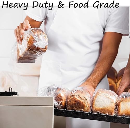 Miniatura 4 de Gere Bolsas de pan grandes con lazos, 8 x 4 x 18 pulgadas, paquete de 50, transparentes, reutilizables, bolsas de pan a granel para pan casero,