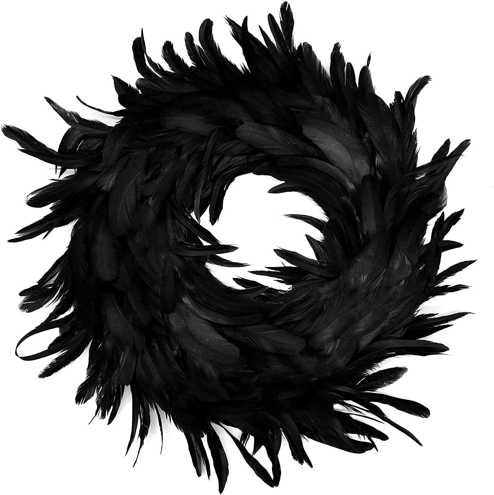XYHLM Natural Feathers Wreath Scary eyeball in Black for Halloween Decorations, Spooky Scene Party Favors, Halloween Photo Props, Trick of Treat, Front Door, Spooky Party Favors(Color:Feather)