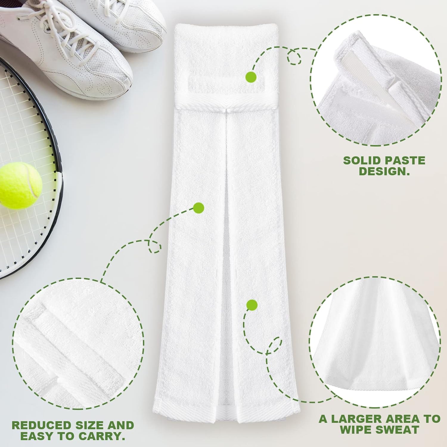 Moukeren 6 Pcs Football Towel Cotton Quarterback Football Field Hand Towel with Hook and Loop Fastener for Sports Football Golf Gym Accessories(White) - Image 3