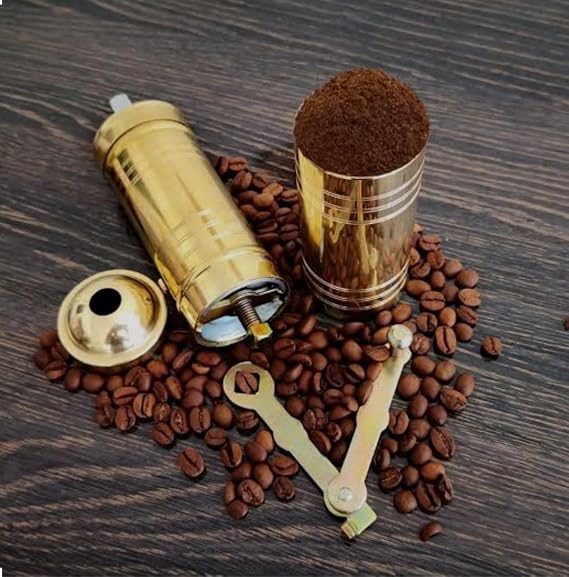 HOME El Yapımı Pirinç Kahve Değirmeni, 22 cm, Osmanlı Tarzı, Manuel Türk Kahve ve Baharat Öğütücü, Dekoratif Mutfak Aksesuarı, 100 gr Kapasiteli