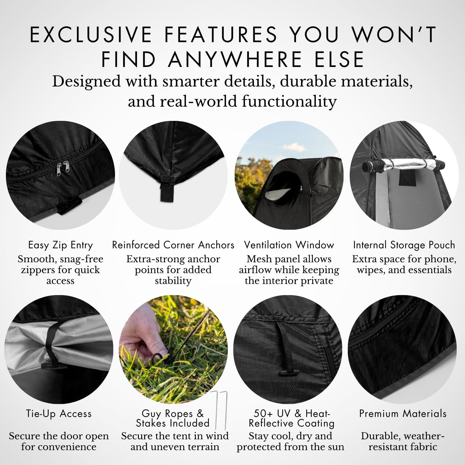 Portable Pop-Up Privacy Tent – Black/Green & Carry Bag. Outdoor Shower, Toilet, and Changing shelter. Water-Repellent, Compact, UV-Protective. Privacy Tent for Camping, Beach, Hiking, and Festivals.