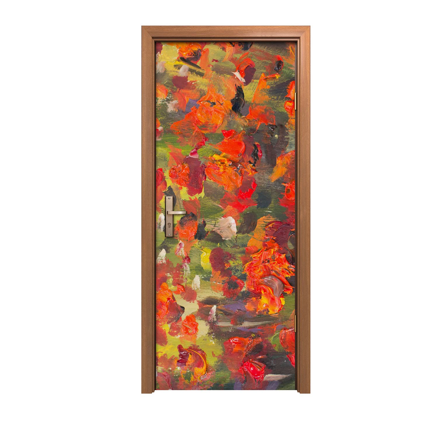 Autocollant de porte masquez les imperfections 80x200cm peinture fleurs maki
