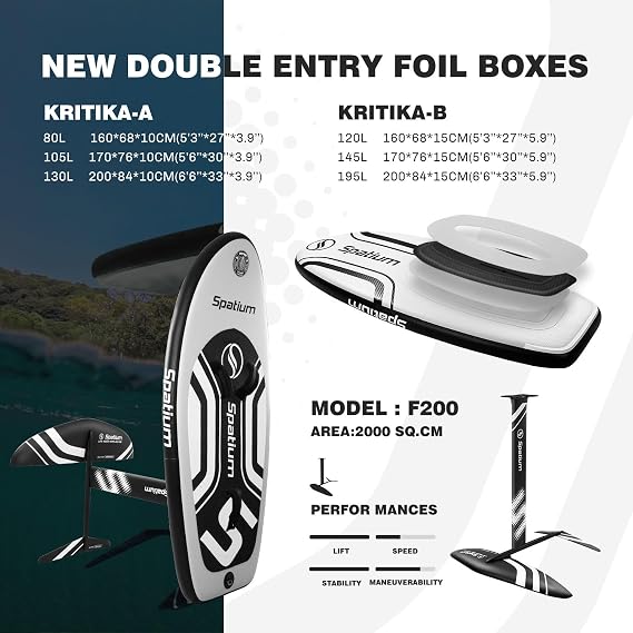 Spatium Inflatable Hydrofoilboard for Surfing with Accessories Inflator Pump, Backpack, Safe Leash, Fix Kit Wing Foil Board Surf
