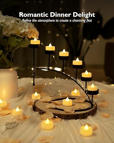 Miniatura 13 de BEICHI Paquete de 24 velas de té con temporizador, funciona con pilas, luz de té LED con temporizador, vela votiva sin llama integrada de 6 horas