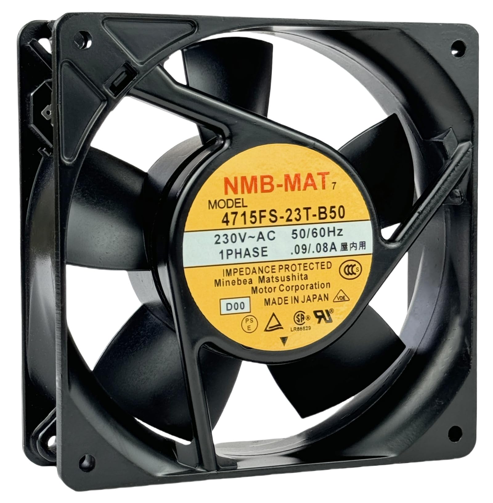 Para ventilador axial NMB 4715FS-23T-B50, ventilador de refrigeración de 230 V CA 0.09/0.08 A 50/60 Hz 12 cm, ventilador de refrigeración 120 x 120 x 38 mm