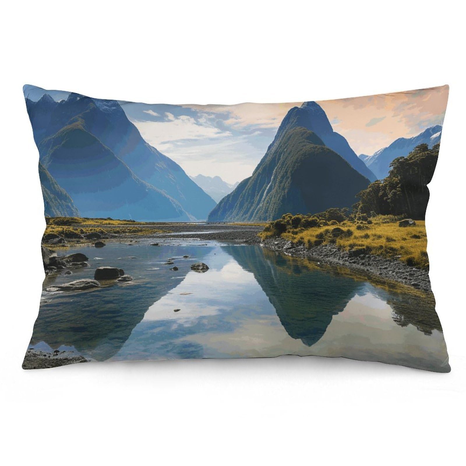 NONHAI 2 Pack Pillow Cases for Hair and Skin, Soft Breathable Pillow Case Covers with Hidden Zipper, Fiordland National Park Pillowcase 20"x30" Pillow Covers for Sleeping Gift