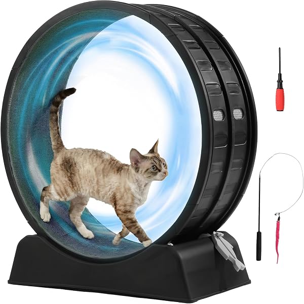 LEADZM Roue d'exercice pour Chat 80cm - Roue pour Chat pour 15 kg et Moins Chats - Connecteur de Rail en Plastique, résistant aux Rayures, Stable et Silencieux (Noir) - 1