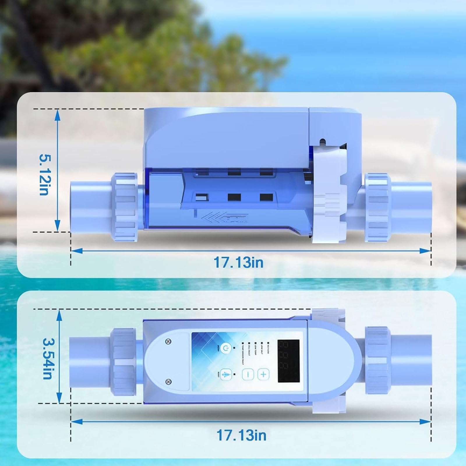 Generador de cloro salado para piscinas de hasta 22.000 galones, salida de 4-20 g/h, panel digital inteligente, función de autolimpieza automática, ideal para sistemas de spa de agua salada