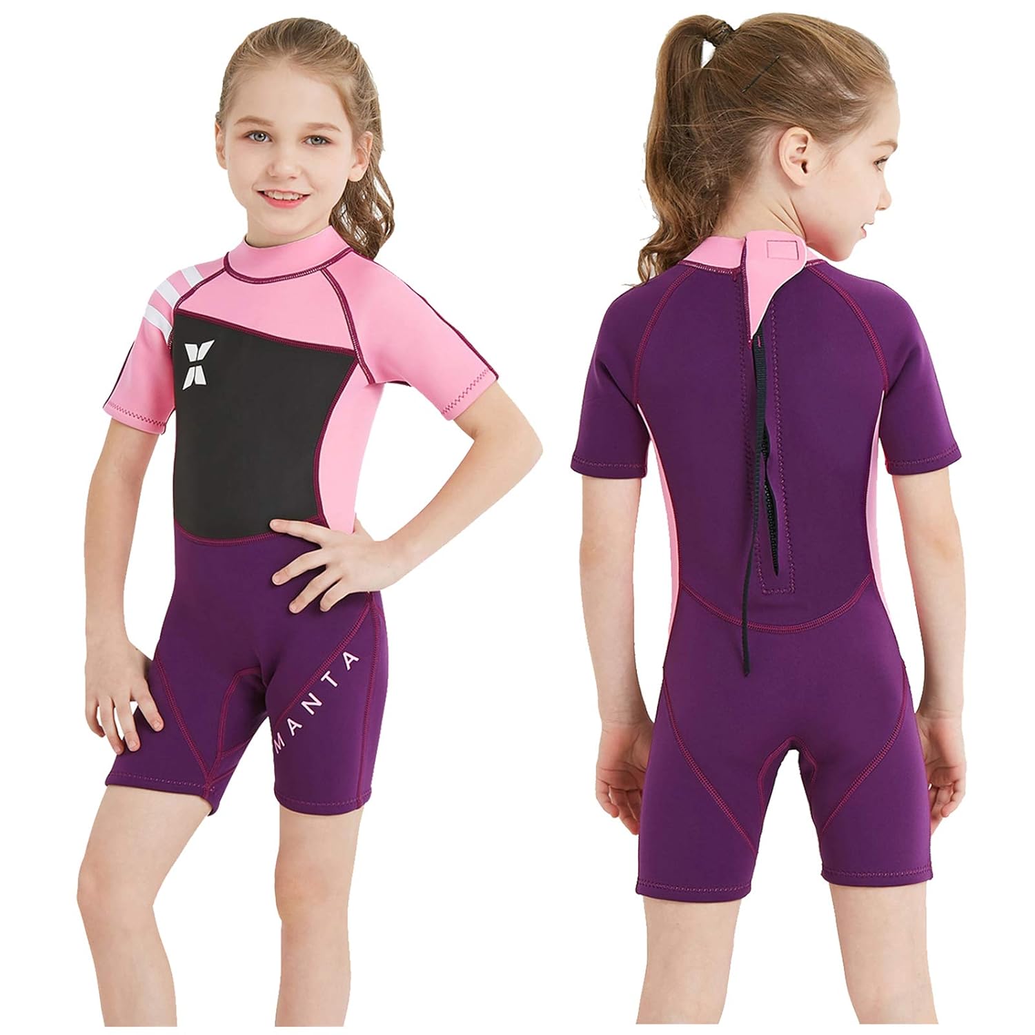DIVE & SAIL Kids Wetsuit Shorty, 2.5mm Neoprene Thermal Swimsuit, Youth