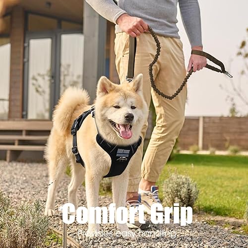 Miniatura 7 de BUMBIN Correa de perro de 6 pies para perros grandes, correa elástica para perro con 2 asas, correas resistentes para perros medianos y pequeños,
