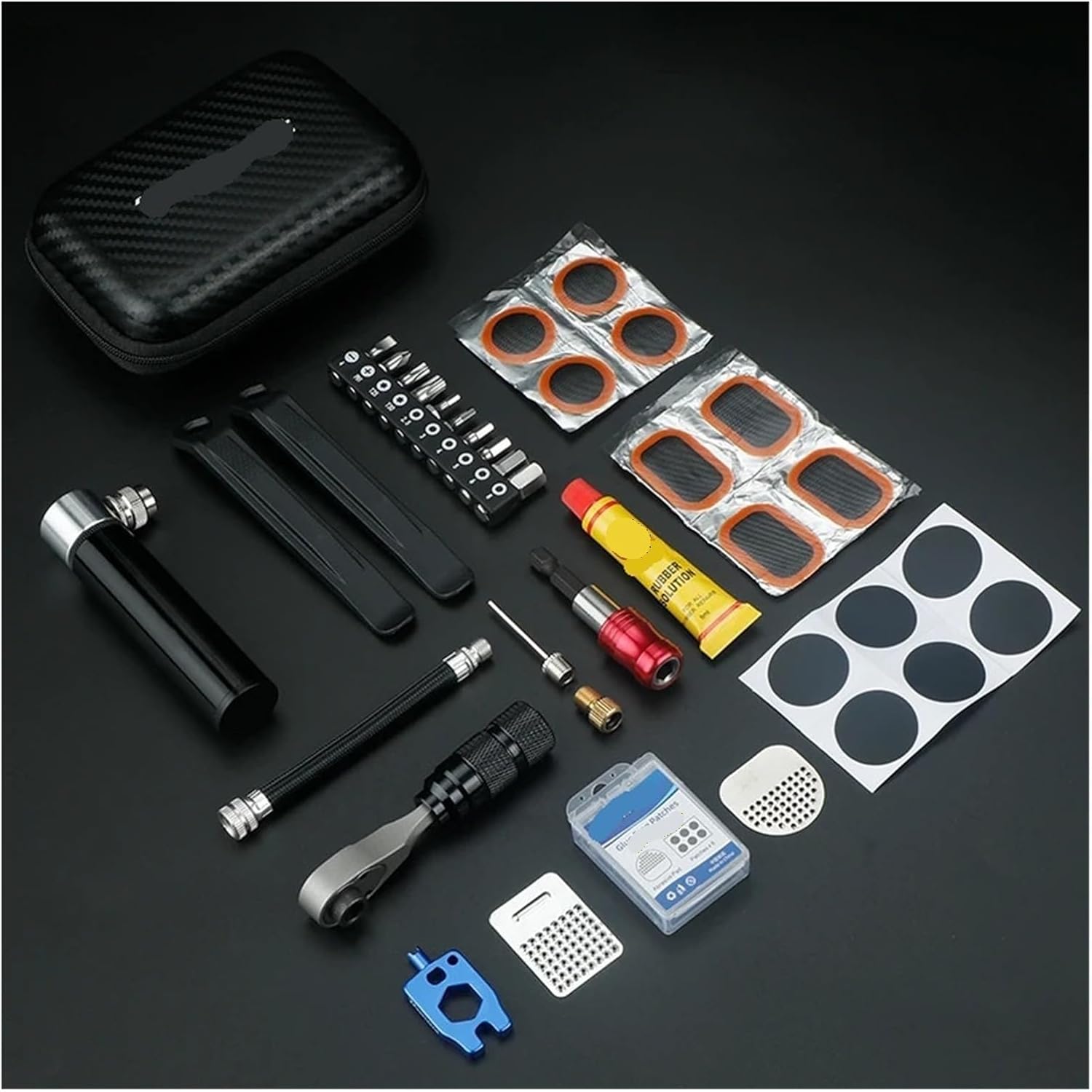 Compact Ratchet Dual Way Wrench Kit Tire Lever Tools W/ 10 Bits Bicycle Riding Quick Repair Accessories Tool Bag(Kit B-TT01-C4)