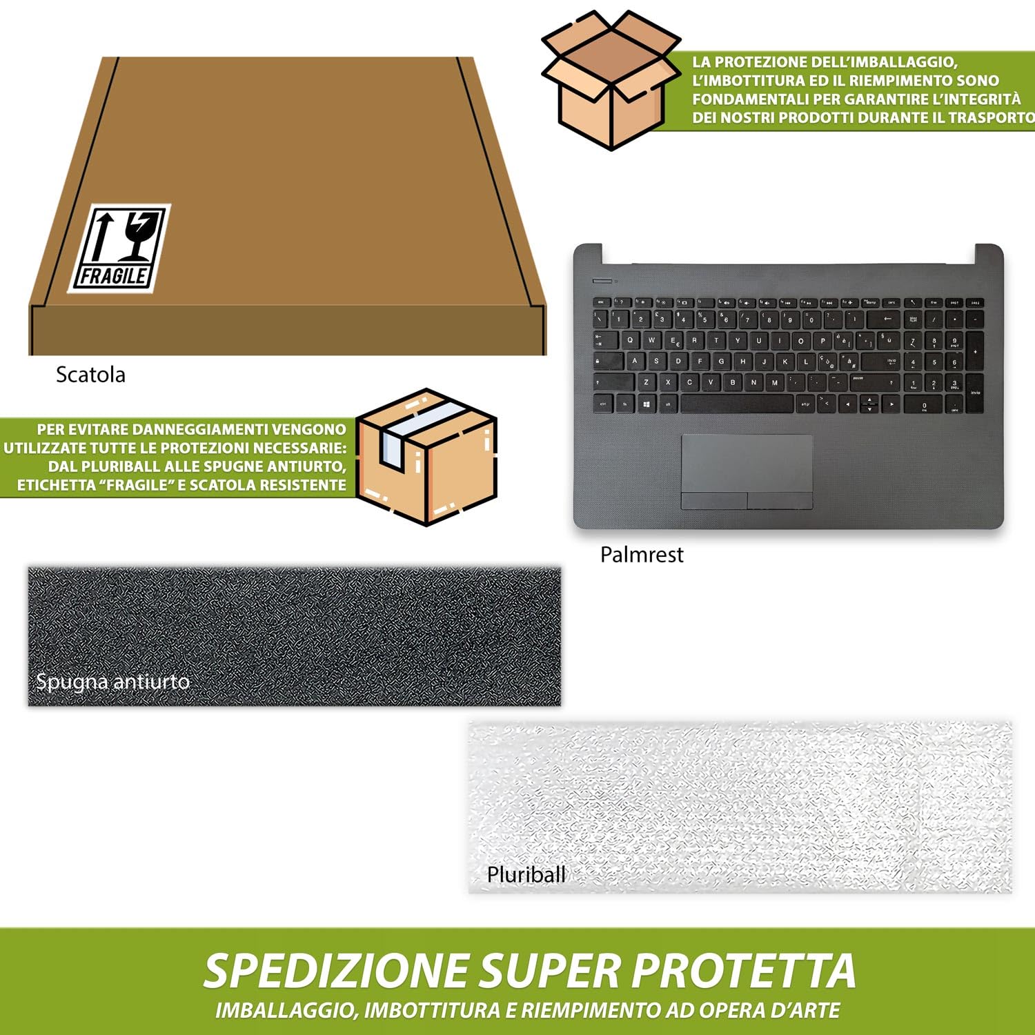 new net - Top Case Palmrest con Tastiera Compatibile con Notebook HP 15-BS, 15-BW, 250 G6, 255 G6 [Colore Dark Ash Silver - con touchpad - Layout ITA]