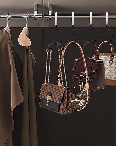 Miniatura 9 de echinff Paquete de 8 ganchos para colgar bolsos para armario, gancho único de 6.1 pulgadas, ganchos colgantes en S para bolsos, bolsos, mochilas,