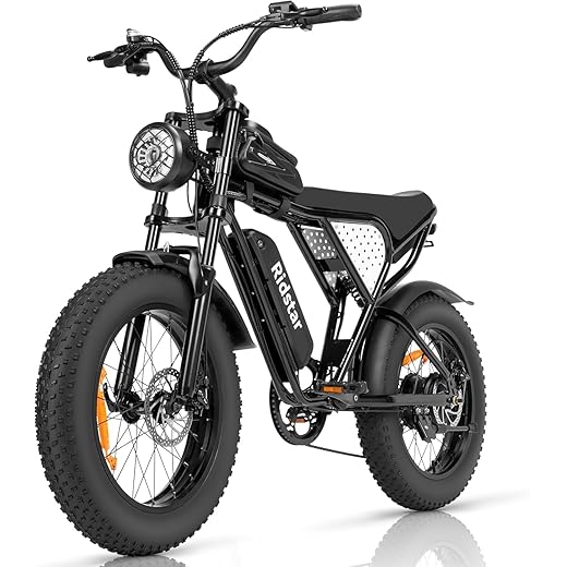 Ridstar Electric Bike for Adults, 1000/2000W, 25/30/37MPH,48V-52V, 20AH,40AH Battery, Max 50-180 Miles Electric Motorcycle, 20" Fat Tire Dirt Bike, Shamano 7-Speed E-Bike