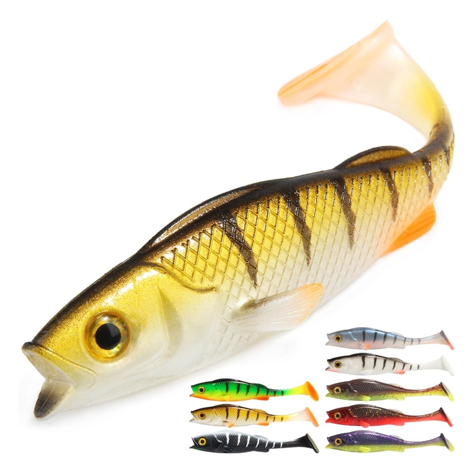 Leurre de pêche à la Perche Vigour 7 cm 11 cm 14 cm Leurre Souple Shad UV-Active Wobble Craft Rubber Fish Swimbait