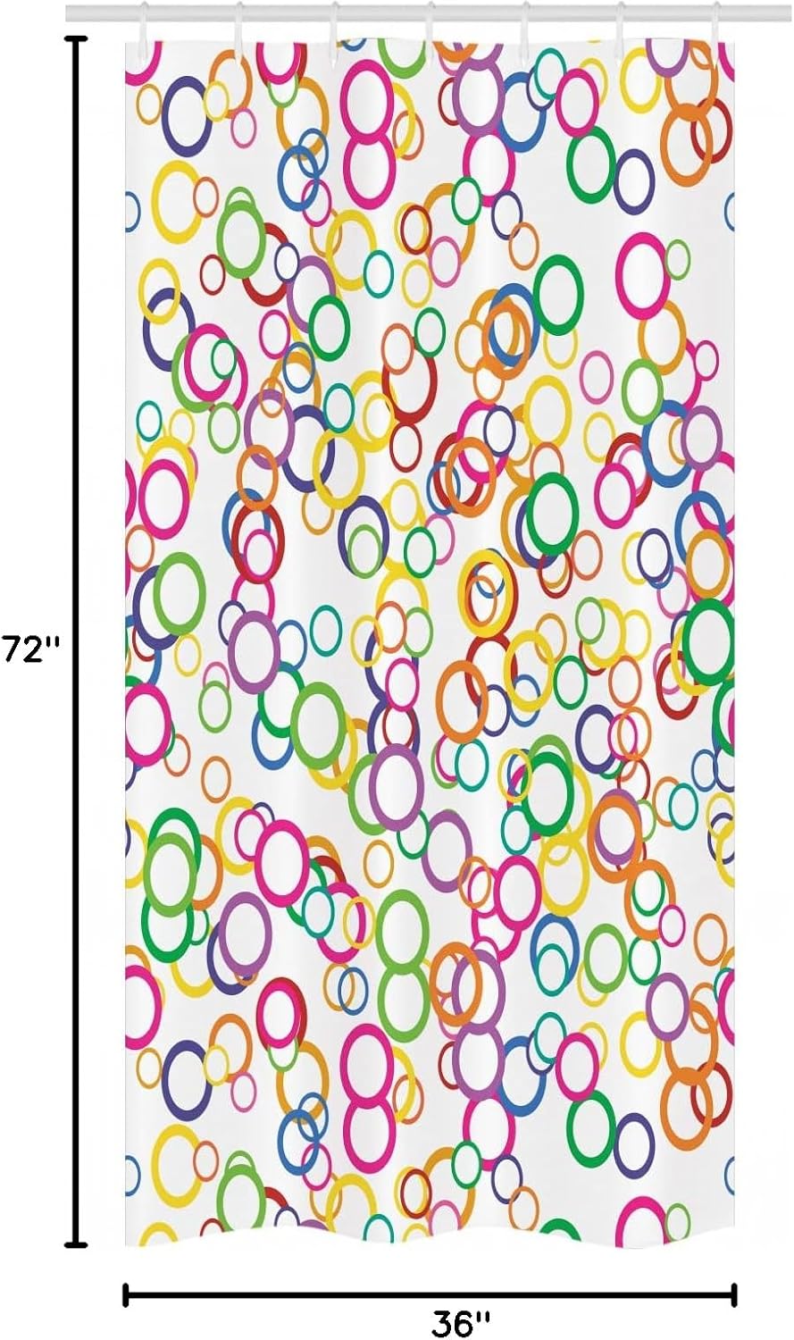 Ambesonne Rainbow Stall Shower Curtain, Circles Rainbow Party Gatherings Spectrum Round Summertime Joy, Fabric Bathroom Decor Set with Hooks, 36" W x 72" L, Lavender Salmon