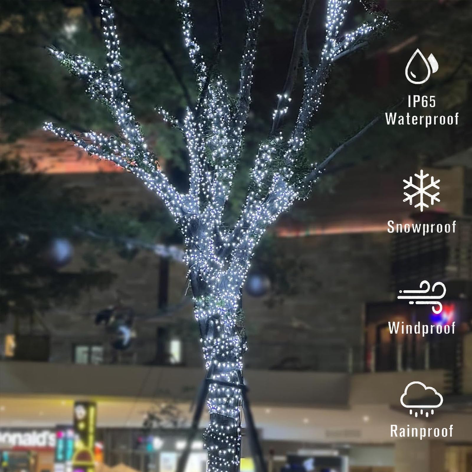 Tacobey Luci Solari Esterno, 20M 200 LED Catena Luminosa Esterno Solare con Telecomando, Impermeabile, 8 Modi, Decorative Per Giardino, Cortile (Bianco Freddo