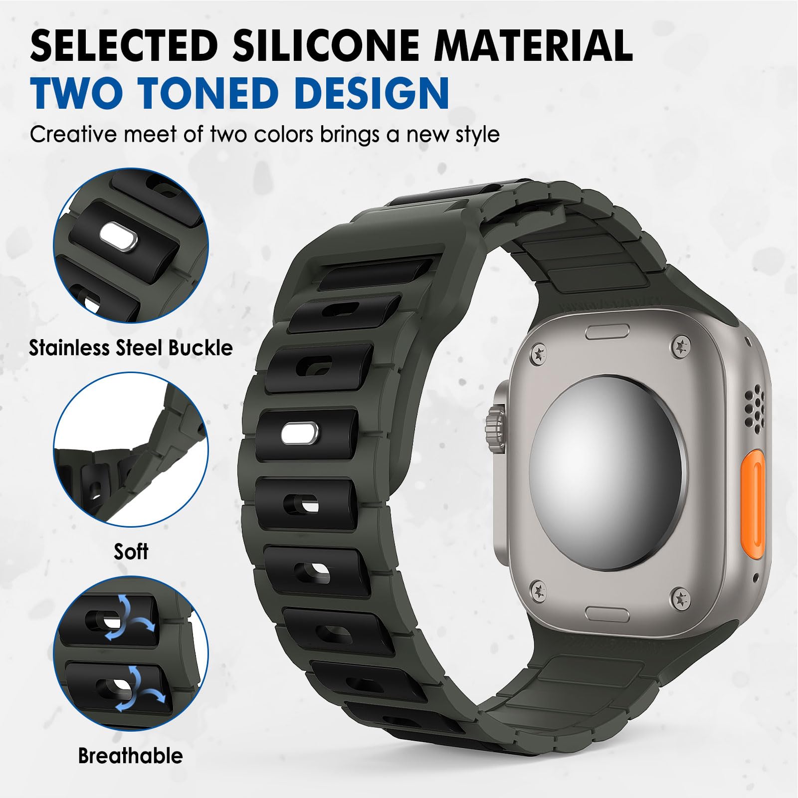 MoKo Cinturino Compatibile con Apple Watch Ultra 2 49mm 46mm 45mm 44mm 42mm per Uomo Donna, Cinturino di Ricambio Sportivi in Silicone per iWatch Apple Watch Serie 10 9 8 7 6 5 SE Ultra 2