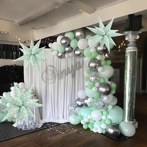 Miniatura 3 de Globos de lunares retro verde menta, globos de caramelo dulce, estrella explosiva, globo retro de lunares para cumpleaños, primavera, jardín, boda,