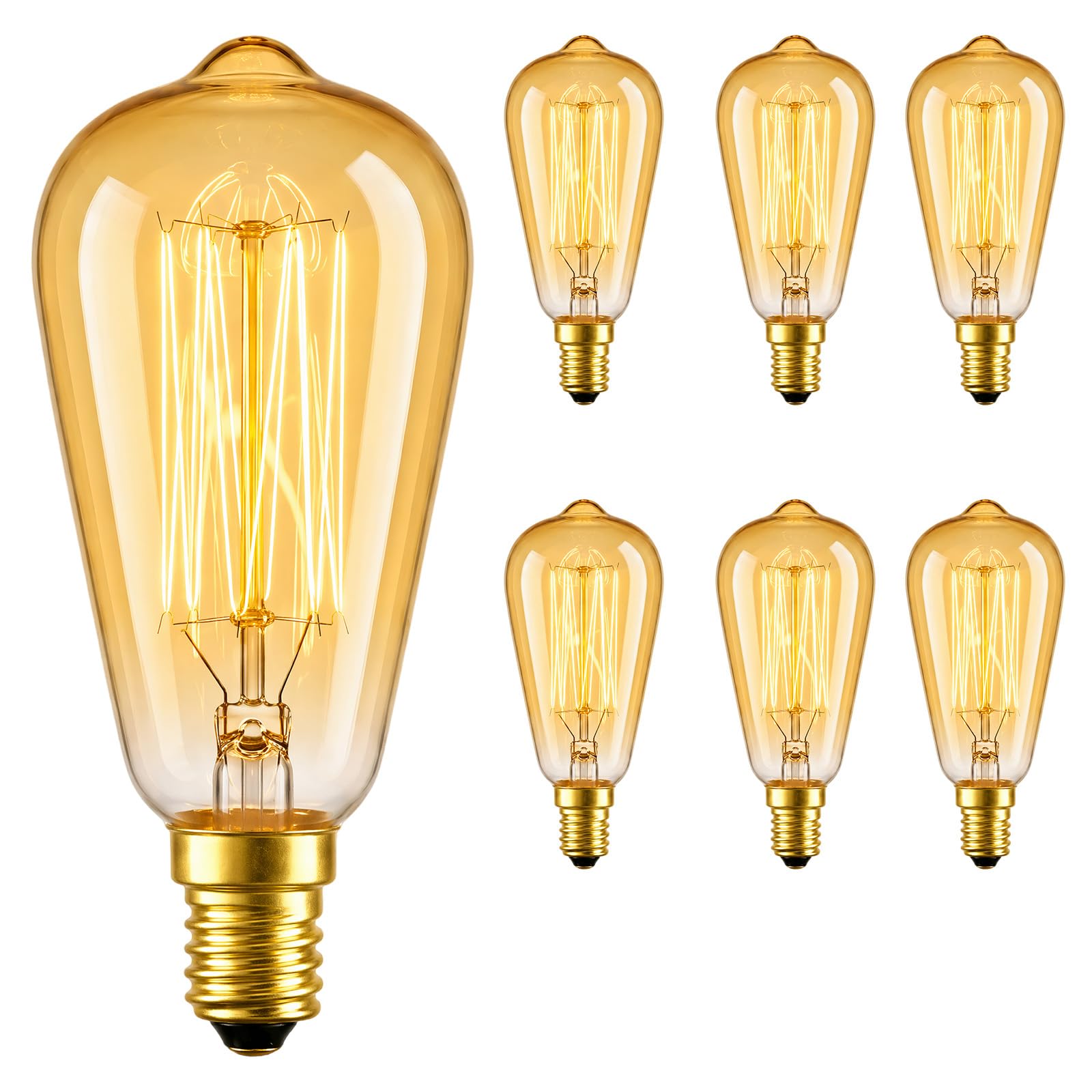 Zehouse 40W ST48 E14 Filament Bulb Dimmable 6-Pack