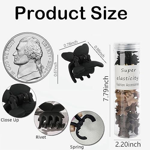 Miniatura 10 de Kasmena Pinzas pequeñas para el cabello para mujeres y niñas, 50 pinzas de conejo lindas para cabello fino y fino, pinzas de pelo de agarre fuerte,