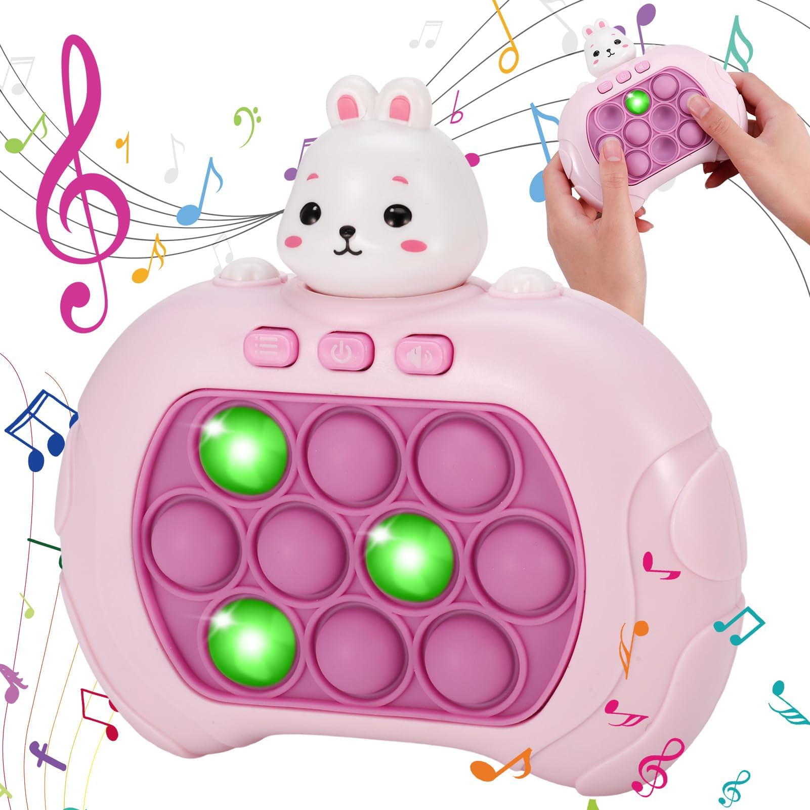 FRIUSATE Pop Game Sensory Fidget Toys for kids, Quick Push Bubbles Game Console Light Up Popper Game Pop Push Game Controller Bubble Sensory Toys Decompression Breakthrough Puzzle Game Machine