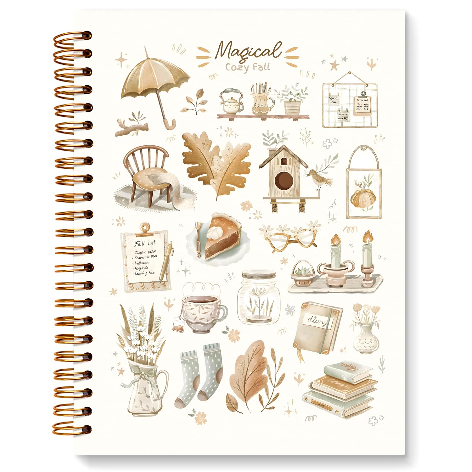 JXREQ Magic Cozy Fall Notebook, Rustic Autumn Journal Notebook, Farmhouse Cottagecore Fall Journal for Women, Aesthetic Office Supplies, Autumn