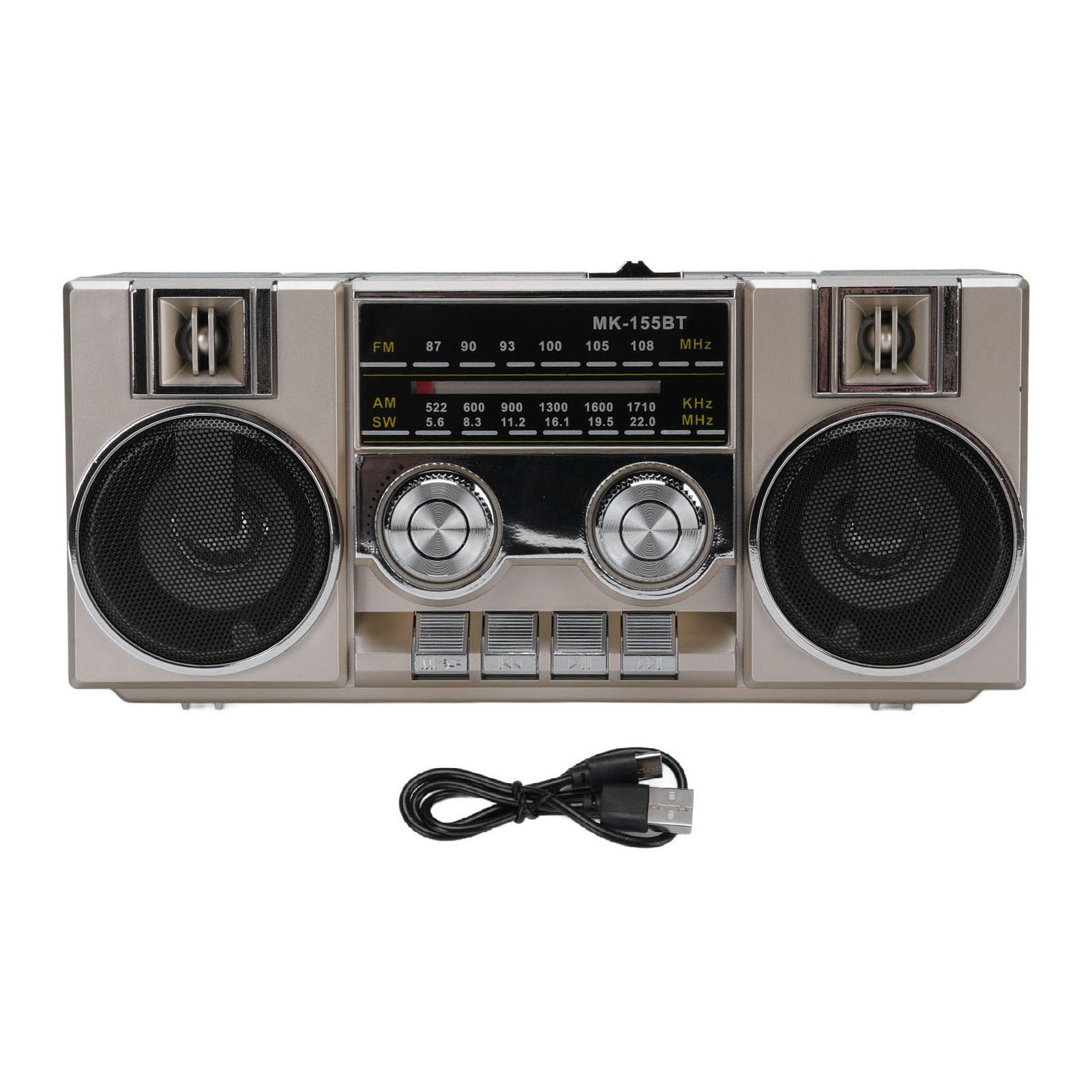 Dpofirs Radio Portátil, Radio de Banda Completa FM Am SW con Altavoz Bluetooth for Jardín Parque Baño (Gold)