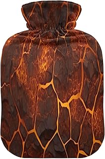 Wajiw Hot Water Bottle with Cover 1L Warm Water Bottle for Hot and Cold Compress Hot and Cold Therapies,Hand Feet Warmer,Red Marble Print