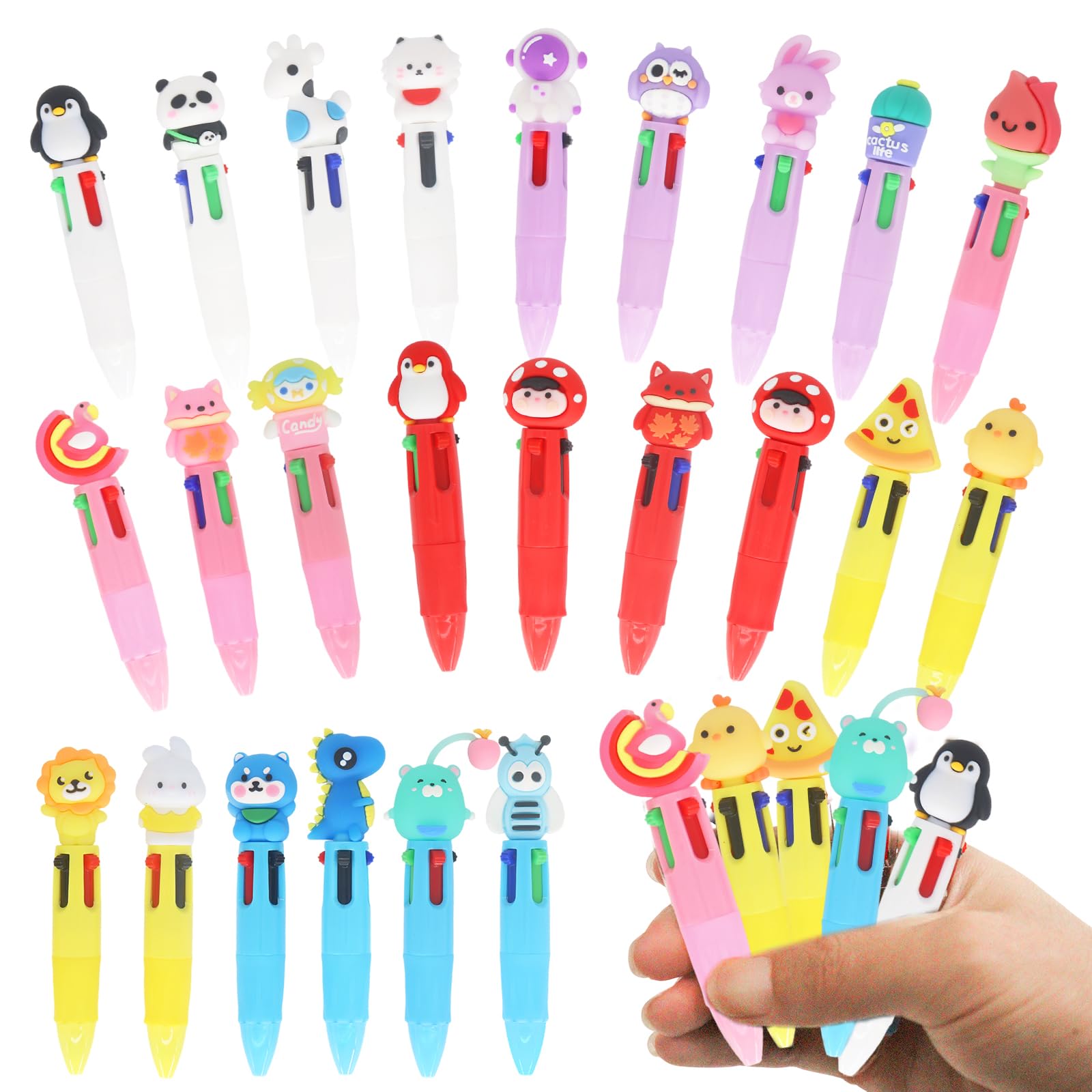 Zhirlyn Mini Multicolor Pens in One 4-in-1, Cute Pens Bulk for Children's Party Favors and Birthdays Gifts, Fun Kawaii Cool Ballpoint Pen for Kids