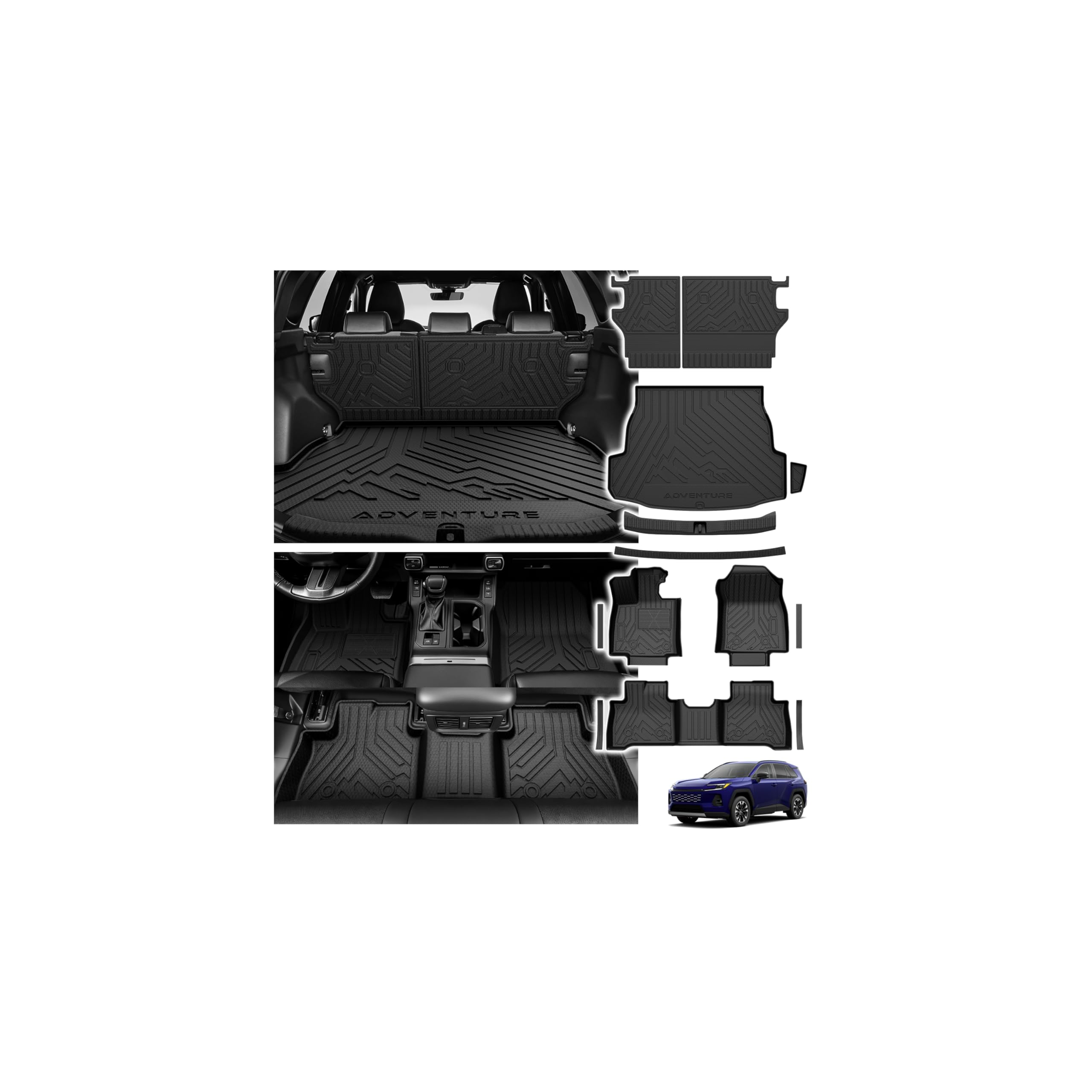 Powerty Tapete de chão para Toyota RAV4 Hybrid 2026 (não para PHEV), tapete de carga para