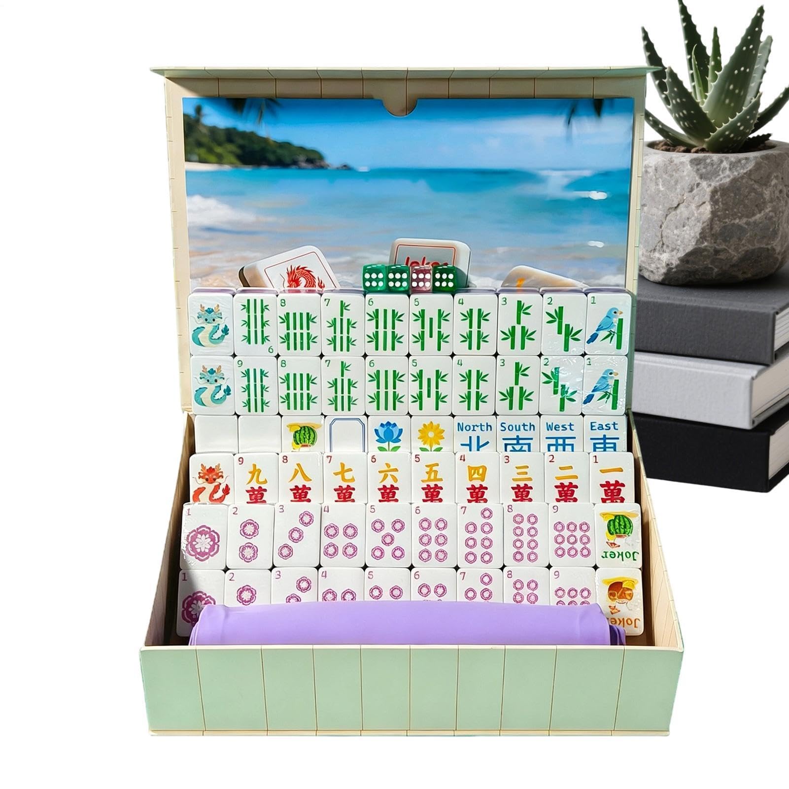 Pool Mahjong - Set di giochi interattivi con carte d'acqua | Mini set da viaggio Mahjong per casa, feste, riunioni, vacanze, viaggi, giardino, terrazza, balcone, all'aperto