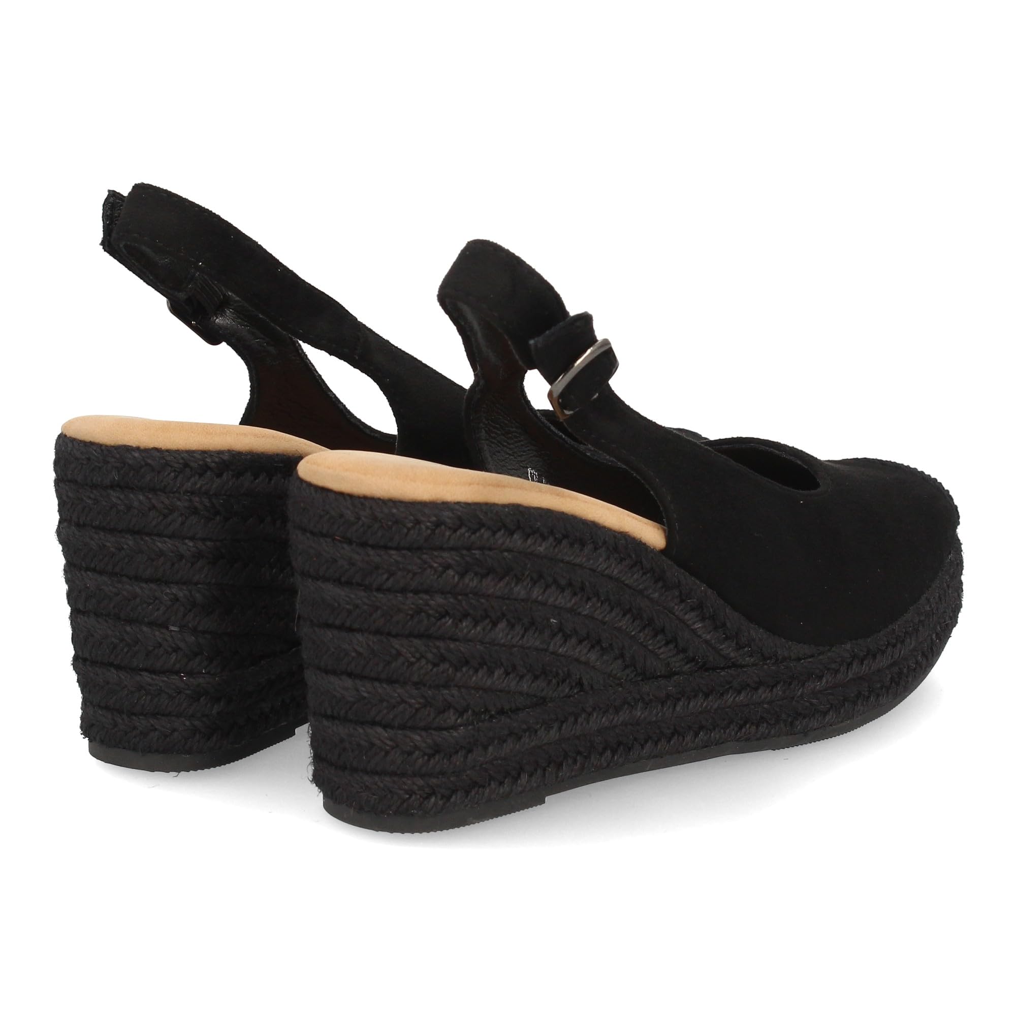 shoes&blues.es Alpargata de Mujer con Cuna y Plataforma, Monocolor, Parte Delantera Cerrada, Talon Abierto, Cuna de Yute Trenzado Ligera y Comoda para la Temporada Verano.