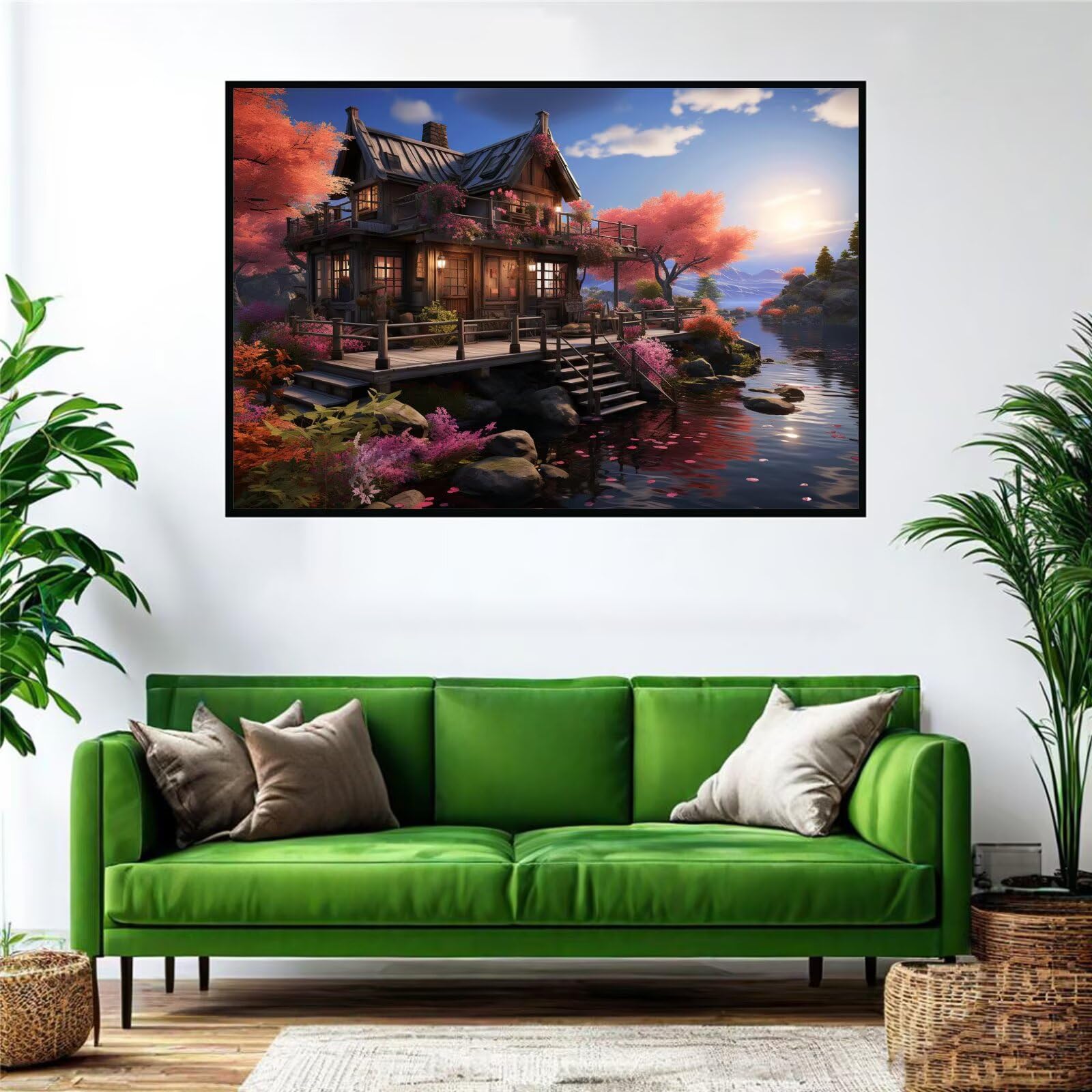 Krajobraz Puzzle 5000 sztuk Dorośli Domek z bali Klasyczne puzzle Panorama Trudno Niemożliwe Ogromna układanka Gra edukacyjna Wyzwanie Zabawka dla dzieci od 14 lat Prezent Mężczyzna Kobieta P-342
