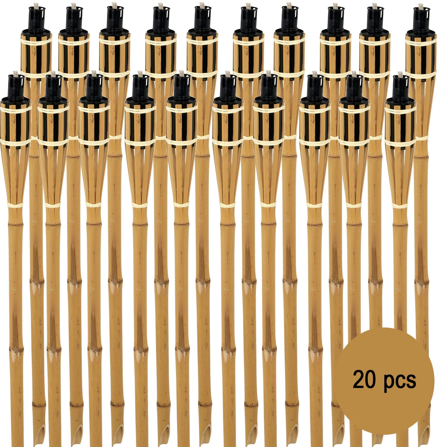 Torches de jardin en bambou avec mèche de 90 cm de long - 185 ml - Capacité : 185 ml