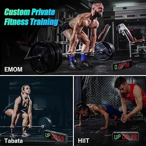 Miniatura 6 de Reloj con temporizador de gimnasio pequeño, cronómetro magnético con temporizador de intervalos de entrenamiento, pantalla digital LED grande,