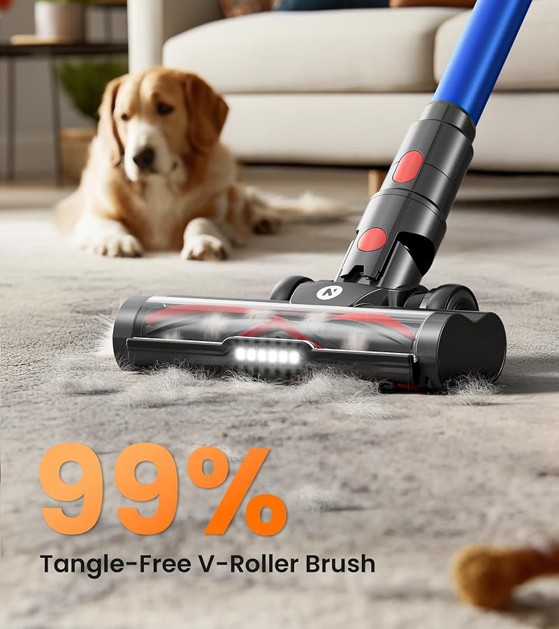 NADALY Cordless Vacuum Cleaner, 600W 50Kpa 70Mins Vacuum Cleaners for Home, Stick Vacuum with LED Display, Anti-Tangle, Self-Standing, 8-in-1 Lightweight Vacuum for Hardwood Floor/Carpet/Pet Hair, image 5