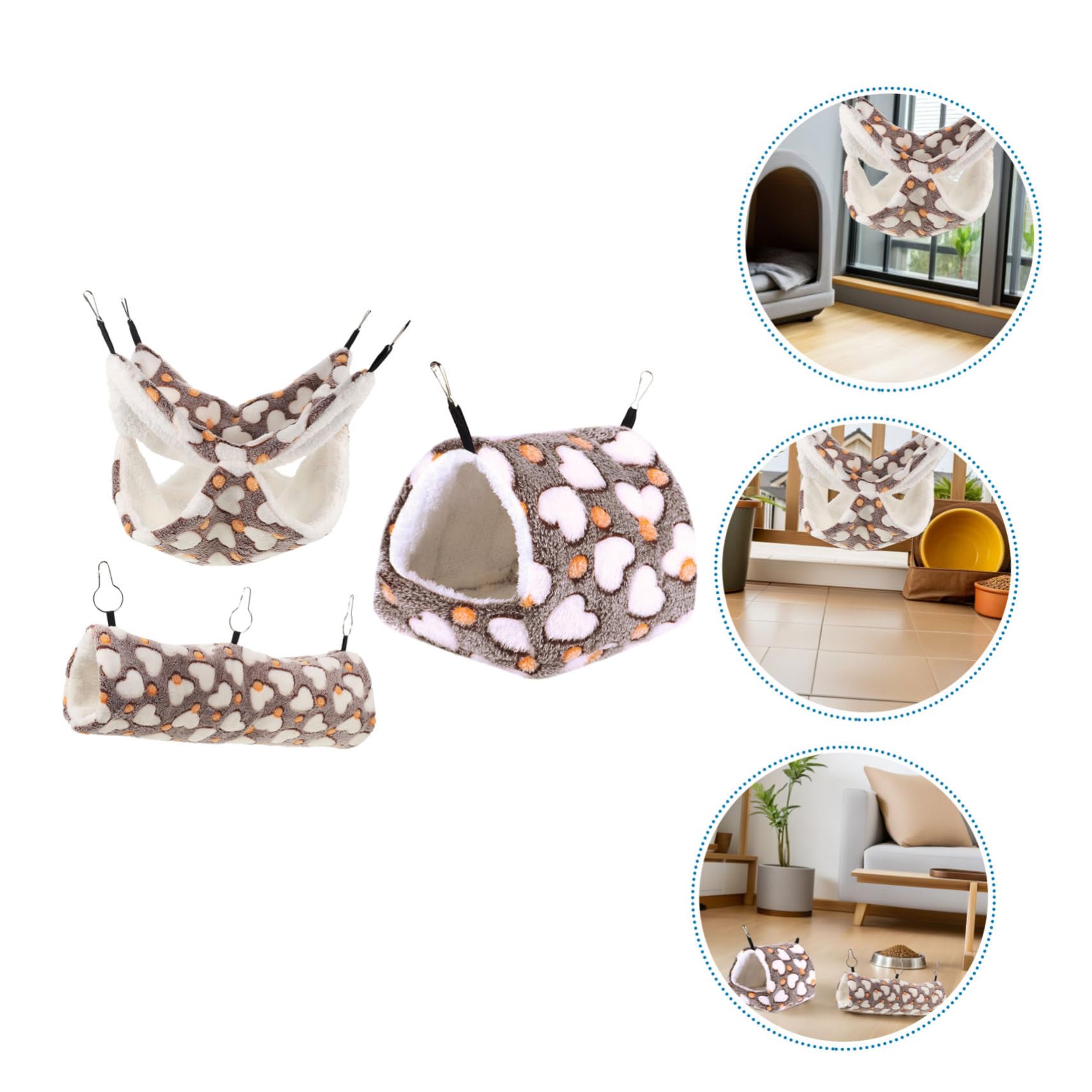 Hohopeti 3pezzi Letto per Criceti Tunnel per Topi Amaca per Furetti Accessori per Piccoli Animali Domestici Nido Caldo per Criceti Casa per Cincillà Nascondiglio per Porcellini
